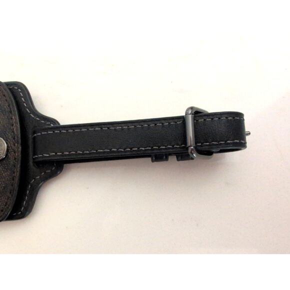 Coach Signature Jacquard Luggage Tag Airplane Globe Patch Leather Strap - Picture 6 of 6